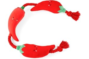 Fuzzl Tugga Chilis Dog Toy 75cm - Rope Latex and Plush Dog and Puppy Throw Fetch and Tug with Squeaker