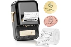 NIIMBOT B21 Étiqueteuse Thermique Portable sans Encre pour vêtements, adresses, Entreprises, Compatible avec iOS et Android, avec 1 Lot de 50 x 30 mm, (Noire)