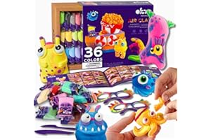 Okto Air Dry Clay for Kids 36-Color Set | Bright Non-Sticky Modelling Clay with Tools, Fantasy Glasses, Storage Bags & Instruction Guide | Creative Craft Clay Kit for Children Ages 5+ | Easy to Shape
