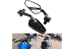 APEBAZY Espejo retrovisor universal para moto, aleación de aluminio, espejo lateral para manillar hueco de 7/8 pulgadas, de Street Sport Bike Cruiser Scooter Cafe Racer