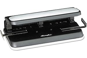 Swingline Perforatrice 2 à 7 trous, réglable, perforatrice robuste, toucher facile, capacité de perforation de 32 feuilles, noir/gris (74300)