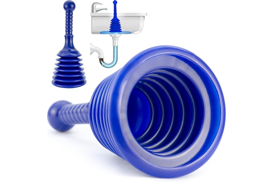 Luigi's Plunger for Sinks and Drains - Sink Plunger for Bathrooms Kitchens Sinks Baths and Showers Unblocker - Shower Plungers for Unblocking - with Large Bellows