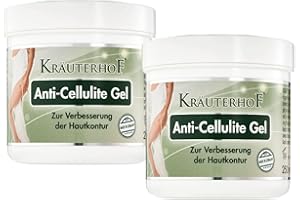 ‎KRÄUTERHOF Kräuterhof® Anti Cellulite Gel Duo Set (2 x 250ml) – mit hochdosiertem Koffein & Carnitin und angenehmen Wärme-Effekt & erfrischendem Duft, Verbesserung der Hautkontur, straffende Anti Cellulite Creme