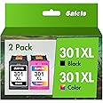 Salols 301 Ink Cartridges Combo Pack 301 XL Black and Colour Replacement for HP 301XL Ink Cartridges Multipack for HP Envy 5530 5532 4500 4502 DeskJet 2540 3050a 2542 1510 OfficeJet 2620 2622,2-Pack