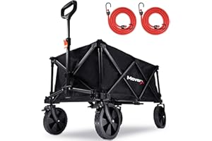 MoverX 120L Festival Trolley on Wheels, Folding Wagon, Portable Camping Cart, Collapsible Foldable Trolly for Beach Outdoor Garden Picnic Shopping Fishing, Adjustable Handle, Black