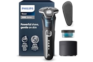 ‎PHILIPS Philips Shaver Series 5000 – Elektrischer Nass- und Trockenrasierer mit SkinIQ Technologie, ausklappbarer Trimmer, Transporttasche, Reinigungsstation, Elektrik-Blau (Modell S5889/50)