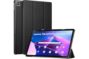 FINTIE Coque pour Lenovo M10 Plus 3rd Gen 10.6 Pouces 2022 (TB125 / TB128) - Étui Fin et Rigide Housse Pliable Légère, Protection pour Lenovo Tab M10 Plus 3ème Génération, Noir