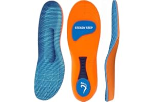 YOLLO Steady Step Pro - Plantar Fasciitis Insoles, Heavy Duty Support Pain Relief Orthotics - 220+ lbs High Arch Support Insoles for Men Women, Flat Feet Orthotic Insert, Absorb Shock with Every Step