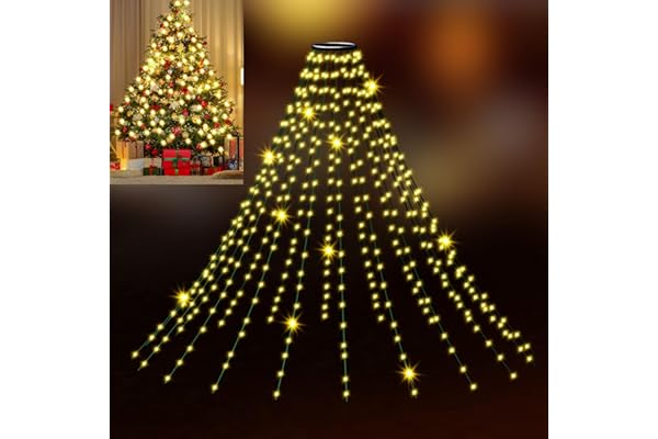 Uping Luces Arbol Navidad Luces Navidad Exterior Interior 400 LED 2M 20 Ramas Luces Led para Arbol de Navidad Guirnalda Luces Enchufe 8 Modos Función Temporizador Decoracion Navidad (Blanco Cálido)