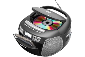 KLIM CD-spelare - Ljudkassettspelare, AM/FM-radio Bluetooth, stereo CD-spelare, fjärrkontroll, bandinspelning, USB-enhet, AUX, stereoradio för hemmet, AC/DC strömförsörjning