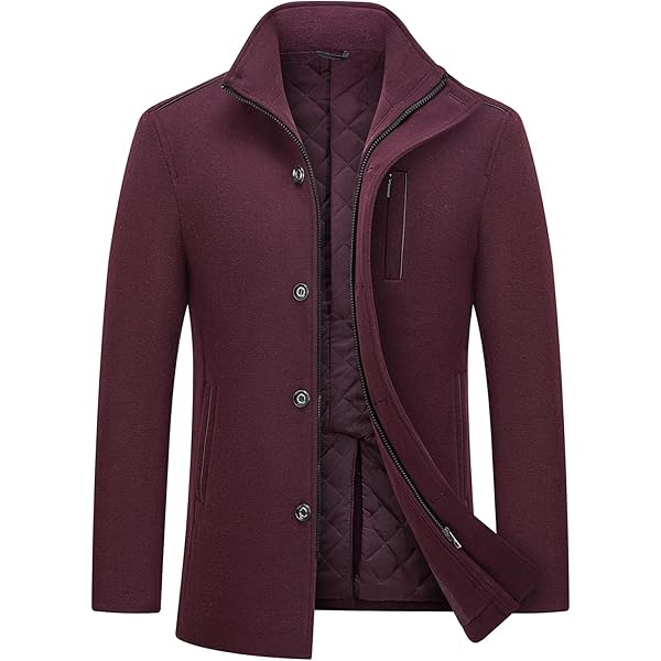 KUDMOL Wollen winterjas voor heren met afneembaar katoenen gilet 2-in-1 winter warme casual peacoat, marineblauw, XL