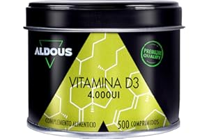 ALDOUS LABS Vitamine D3 2000 UI dose maximale | 500 comprimés | Vitamine D3 Colecalciférol | Vitamines pour le système immunitaire et les défenses | Améliore l'absorption du calcium | 1 comprimé tous les 2 jours