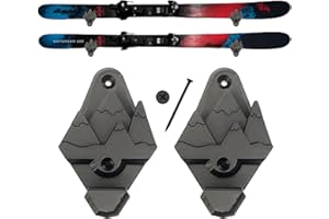 Innovative 3D Printing Snow Ski Wall Mounts with Gear Hooks (Black) – Heavy-Duty Ski Rack for Wall Display & Storage – Space-Saving Organizer & Winter Sports Wall Art