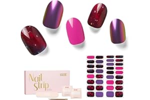 NAILOG Semi Cured Gel Nail Strips, 34 pcs Salon-Quality Gel Nail Stickers, Long Lasting Nail Wraps for Women with Soft Gel Finish, Lost in Galaxy