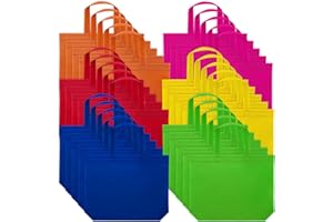 Adwikoso 30 Pcs Party Favors Bags, 6 rainbow Colors, 13 x 10.2 Inches Big Size Multifunctional Reusable Non-woven Tote Gift Bags with Handles for Birthday Favors, Shopping Bag, Rainbow party