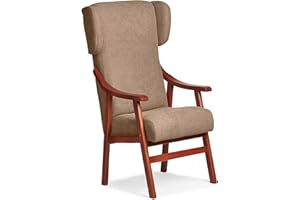 GASTEN A GUSTO Silla con Brazos y Orejas apoya-Cabeza. Madera Color: Cerezo (Medidas: 117 * 69 * 57 cm) Tela Antimanchas: para Personas Mayores o geriátrico. Prótesis de Cadera. Tostado