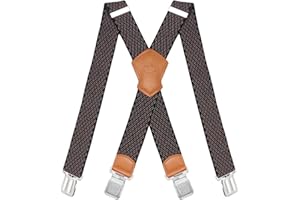 Dresime Bretelles Homme Larges Réglable Élastique Extra Fort 4 Robuste Clips, pour Hommes et femmes avec en forme X Design et Sangles Extra Larges -4cm