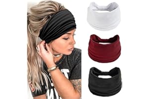 JUIMTIEN Damen-Haarbänder,Breite Haarbänder,Boho-Blumendruck Knoten Elastische Haarbänder Yoga-Bandanas,Laufstirnbänder für Frauen