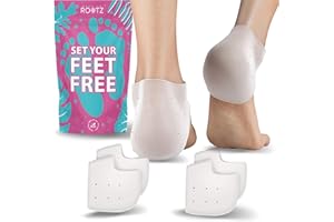 ‎BACK TO ROOTZ 4 x Fersenschoner aus weichem Silikon-Gel für Damen und Herren, lindert Fersenschmerzen, Hühneraugen und Schwielen bei unbequemen Schuhen (Weiß, 4 Stück/2 Paar)