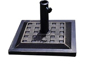GOPLUS Pied de Parasol de Φ38-48MM, Base de Parasol Carrée en Résine avec Finition Noir, Base de Support de Porte-Parapluie de Jardin Exterieur, Dalle Résistante aux Intempéries