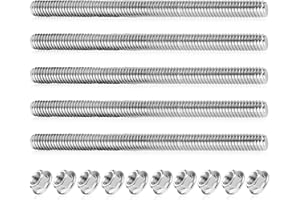ENUTROF Barra Filettata M6 x 400mm Barre Filettate in Acciaio Inox 304 Asta Filettata Filettatura Metrica Completa Set da 5 con 10 Dadi Flangiati (M6x40cm)