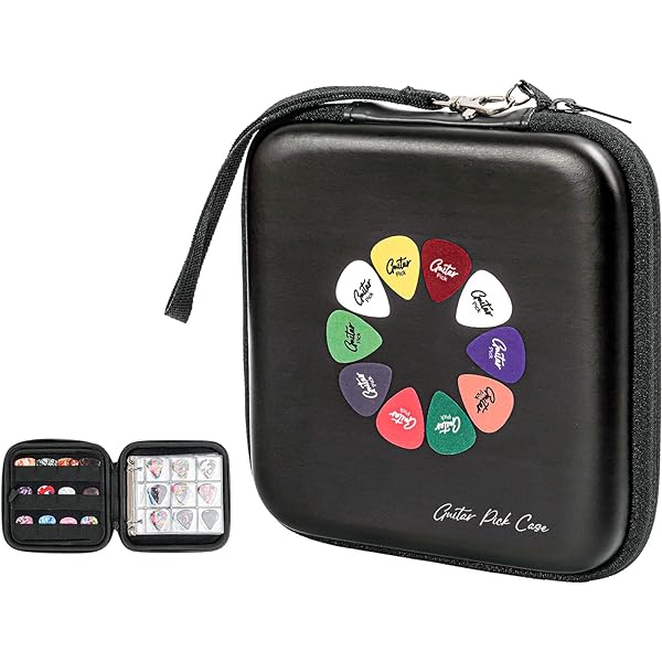 Porta Plettri Per Chitarra In Pelle Marrone - 17 Slot, Con Design A Chitarra - Foto 12