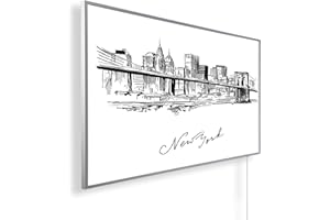 Könighaus 1000W Infrarotheizung mit Bild in HD Qualität - inkl. Thermostat - TÜV/GS + 5 Jahre Garantie - Doppelter Überhitzungsschutz - Infrarot Wandheizung - Motiv: 148. New York