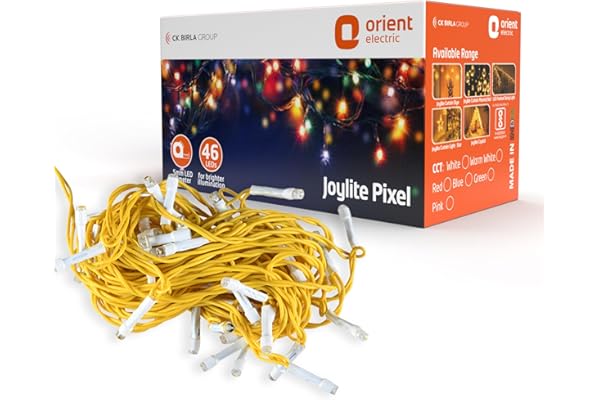 Orient Electric Plastic Joylite LED Pixel Strip Light for Home Decoration Direct Plug-in 36 to 46 LEDs Pack of 1 (7 to10 Meter, Warm White)