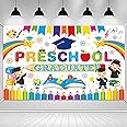 HOWAF Preschool Graduation Backdrop, Large Graduation Banner for Class of 2025 Fabric Background Kindergarten Backdrop for Preschool graduation Decorations 2025 Party Decorations