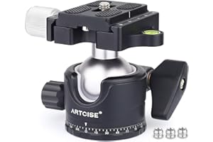Tête de trépied à rotule, ARTCISE EB36S All Metal CNC Monopod Ball Head Camera Mount avec 1/4 "Quick Release Plates, 36MM Ball Diamètre, Compatible avec DSLR, Caméscope, Télescope, etc.