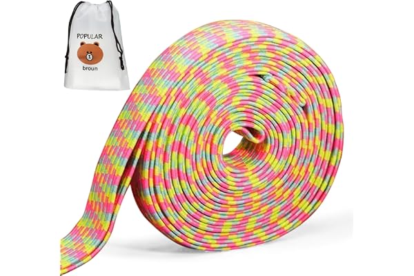 JYSNOW 5m Corde à Sauter Chinoise Gummitwist, Élastiques Rebondissants, Jeux D'extérieur pour Enfants, Idéal Comme Cadeau pour Filles et Garçons (Arc-en-Ciel)