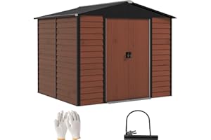 Outsunny Caseta de Jardín Exterior 4,4 m² 240x206x198 cm Cobertizo de Teca con Base Refuerzo (Suelo NO Incluido) Puerta Corredera y Cerradura Armario para Terraza Patio