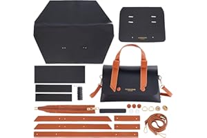 WADORN 27pcs DIY-Ledertaschen-Herstellungsset, Leder-Häkel-Schultertaschen-Herstellungsmaterialien, Handtaschenherstellungs-Werkzeug-Set, handgefertigtes Taschenherstellungs-Set, 25,9 × 16,7 cm