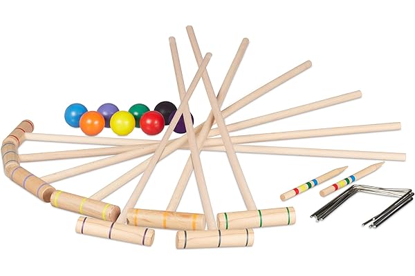 Relaxdays Jeu de Croquet, 8 Joueurs, Enfants et Adultes, Set Complet avec Sac, maillets, Multicolore
