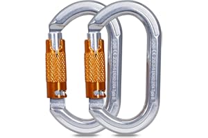 SOB Mosquetones de Bloqueo, Mosquetones de Escalada Gancho Mosquetón de Trabajo Pesado con Tapón de Rosca para Camping, Hamacas, Columpio, Llavero