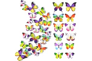 LEEWYOU 24 Stück 3D Schmetterlinge Deko für Wand deko, Schmetterling Wandaufkleber Wandtattoo für Dekoration Schlafzimmer, Schmetterlinge Fliegende Wandaufkleber für Kinder, mädchen, Hochzeit (Coloré)