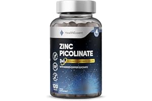 Zinc Picolinate 3-in-1, High Strength 92mg - Zinc Picolate, Glycinate and Malate with Added Copper Glycinate - Immune Support, Hair, Skin & Nails - (4 Month Supply) - 120 Tablets by HealthEssent