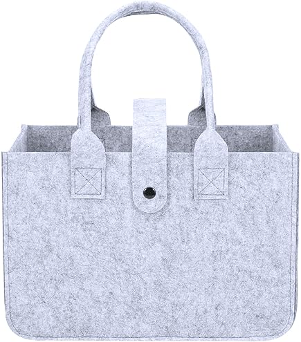Bagages 40x30x20 Sinand Panier à Provisions De 30 L Avec Anse, Robuste, Bien Conçu, Pliable - Sac De Rangement En Feutre Pour Les Voyages En Plein Air, Pique-nique, Shopping En Extérieur (gris