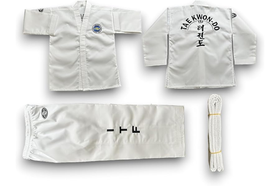 Azura ITF Taekwon-Do Dobok Set/Full Embroidery/White Belt Included/Colourbelt Uniform