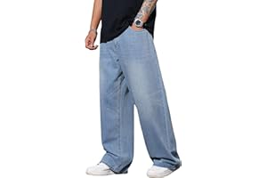 Zewool Jeans Baggy Hip hop pour Hommes,Jeans Skater à Jambe Large,Pantalons en Denim à Coupe Loose,Streetwear
