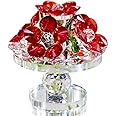 H&D Hyaline&Dora Crystal Red Flower Figurine Glass Collectable Gift Ornaments Home Decor Tabletop Centerpiece