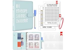 ROYAYA A5 Money Budget Binder, 100 Envelope Saving Challenge, Money Saving Wallet Money Organizer Envelopes Budget Planner with Pen & Tracker, Cash Stuffing Budget Wallet for School Home Office Travel Diary