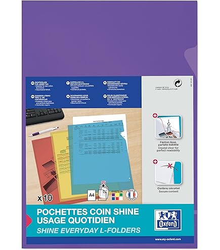 PATIKIL L Type Dossiers 24 Paquet A4 Plastique Fichier Projet Poches Transparent Papier Document Veste Manchon Pour Bureau, Rouge Bleu