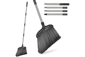 Masthome Escoba Industrial con Mango de Acero Inoxidable, 141 cm de Ancho, 35 cm de Largo, Resistente, para Patio, Garaje, Calle, Color Negro
