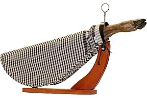 DISELIO Cubre Jamón de Tela 100% Algodón, forma redondeada tejido Pañuelo cuadros tonos marrón Morado. Protector para Jamón o Paletilla. (Cubre-j-Pañ-M-Mora)