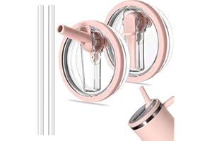 AVAKKER 2-Pack Leak-Proof Replacement Lids with Straws for Stanley 40oz Quencher H2.0, BPA-Free Straw Lids Compatible with Stanley Cup, Peach