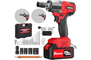 7SEVENJOKERS Akku Schlagschrauber 550N.m, 1/2 Zoll Akku Drehschlagschrauber mit Akku 4.0Ah-Schnellladung, hohes Drehmoment, 3400RPM, 3-in-1-Schlagschrauber mit LED Licht 4 Stecknüsse, 12Bohrer, für Haus und Auto