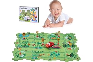 Puzzle Pista Macchinine Traccia Puzzle con Macchina Elettrico,Goomp Auto con Pista Puzzle per Bambini Divertenti Giocattoli da Costruzione Segue il Percorso per Bambini ai 3 4 5 6 7 8 Anni