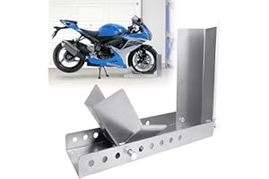 ACXIN Soporte para motocicleta, carril de carga auxiliar, balancín de motocicleta, abrazadera de rueda delantera, soporte reforzado, con 3 orificios para pernos de anclaje, factor de seguridad alto (1