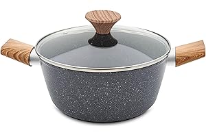 AKH HOUSEWARE Non Stick Casserole Dishes with Lid Cooking Pot 5 Layer Non-Stick Coated Casserole Dishes/Serving Dishes Induction Hob Compatibility Cookware (Grey, 20CM)